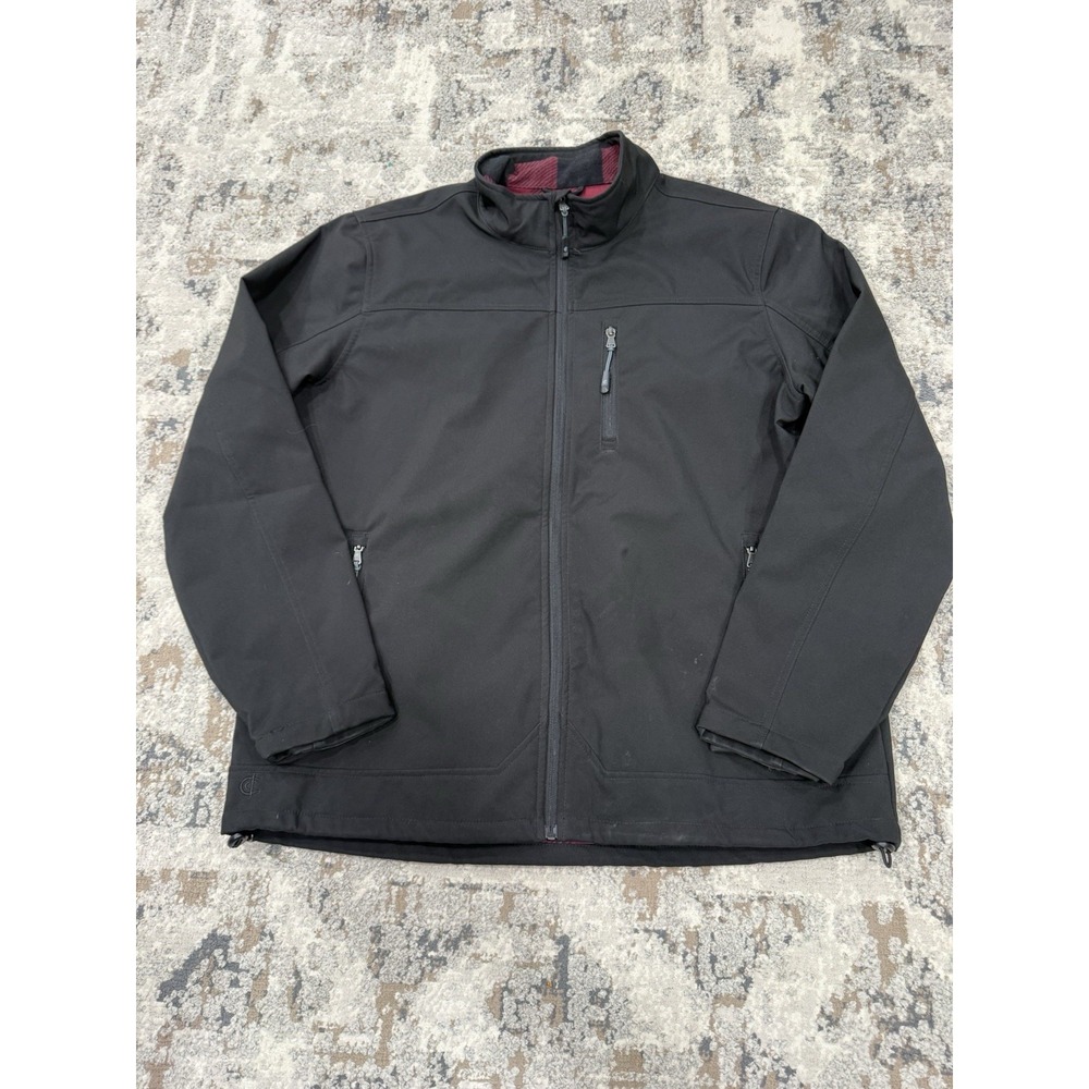 Cody James Core Black Softshell Jacket With Buffalo Plaid Lining Size XXL 2XL